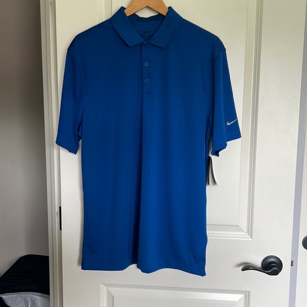 New! Nike Mens Blue Dri-Fit Golf Polo Size L